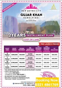 New Metro City Gujar Khan Payment Plan 2022